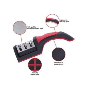 Knife Sharpeners Kitchen Sharpener Three Stages-Black/red
