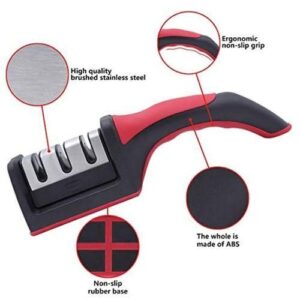 Knife Sharpeners Kitchen Sharpener Three Stages-Black/red