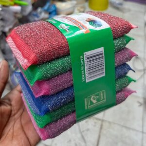 1 (2) Heavy Sponge Steel Wire Scrubber for kitchen- 6 piece pack