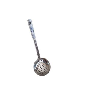1 (7) Stainless Steel Skimmer Deep Fryer Spoon With Flowery Handle