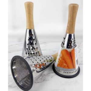 1 (8) Conical Graters, Cheese Vegetable Grater Wooden Handle Grater, Multi-Function Stainless Steel Grater