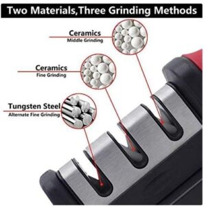 Knife Sharpeners Kitchen Sharpener Three Stages-Black/red